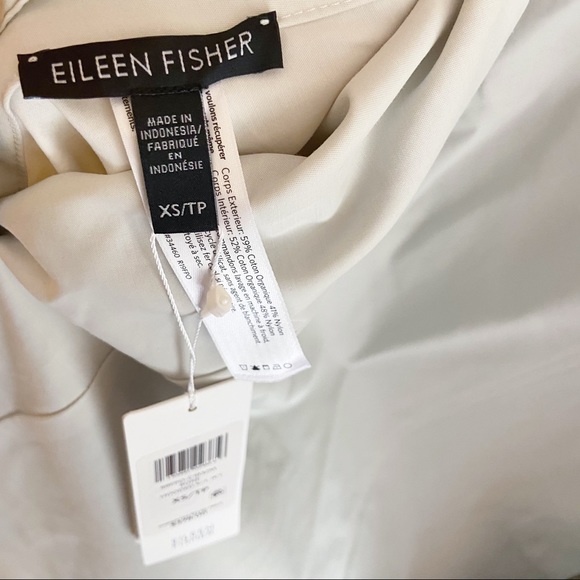 Sold Eileen Fisher Ivory Gray Reversible Organic Cotton Nylon Long Anorak Jacket - Picture 8 of 11